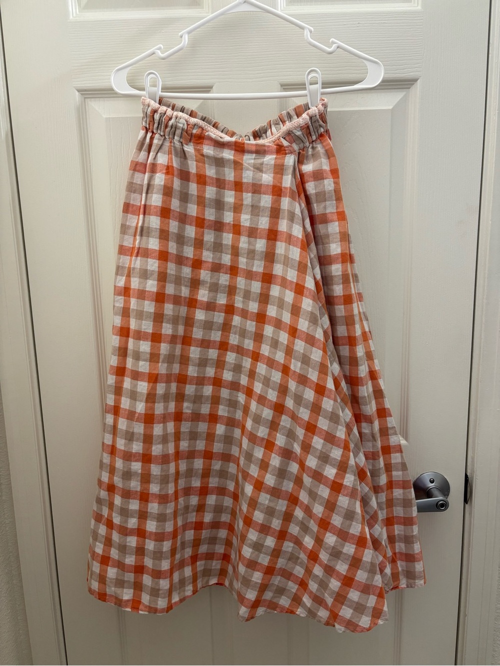 Women’s Orange Plaid Midi Skirt